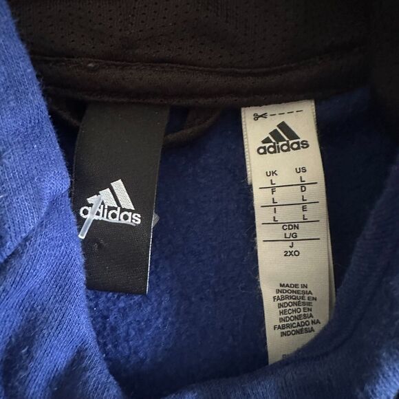 Adidas Hoodie Mens Large Blue Pullover Hooded Sweatshirt Logo Active Adult - Picture 5 of 7